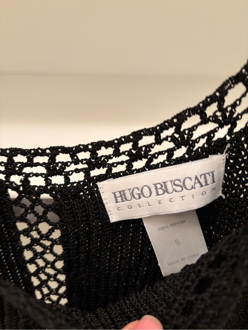 Hugo Buscati Black Crochet Knit Top - Picture 3 of 3